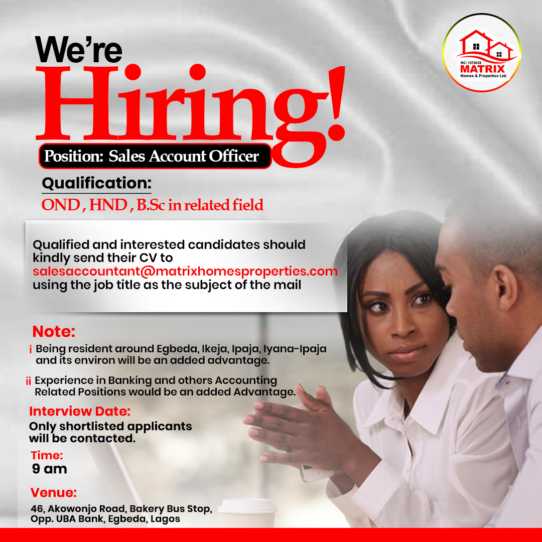VACANCY - SALES ACCOUNT OFFICERS